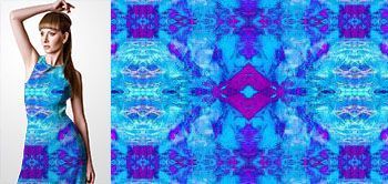 18002 Materiał ze wzorem abstrakcyjny motyw w odcieniach niebieskiego i fioletu z efektem odbicia